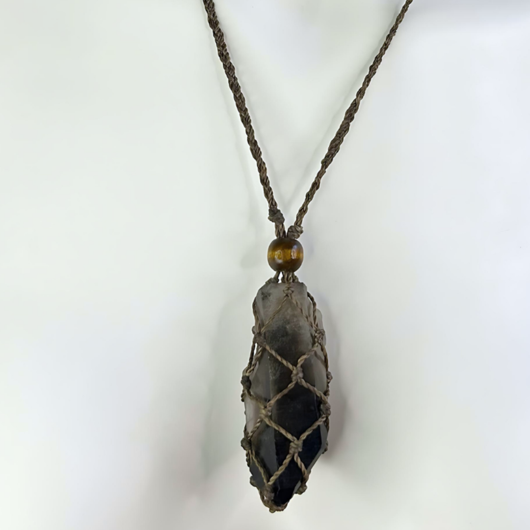 Crystal Holder Necklace (Wood Center)