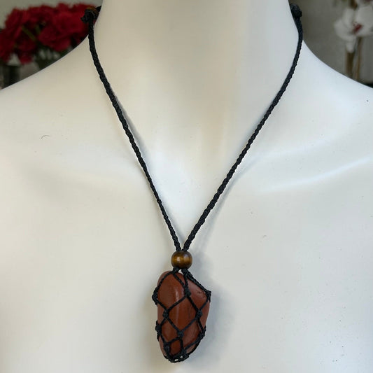 Adjustable Crystal Holder Necklace w/ Wooden Center