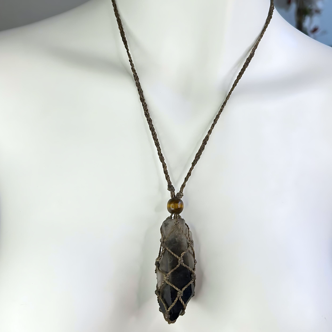 Crystal Holder Necklace (Wood Center)